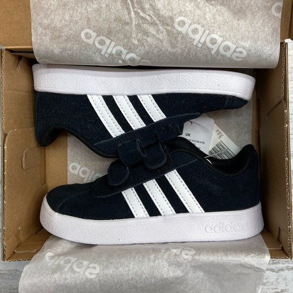 Adidas toddlers VL Court 2.0  black & white shoes - Picture 3 of 8